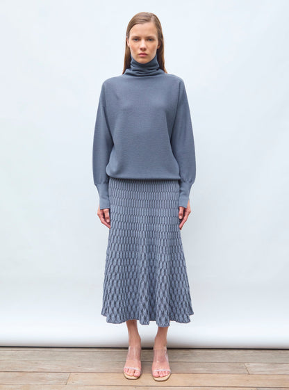 jupe longue maille zellige unie