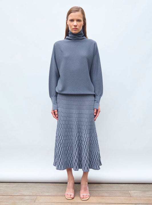 jupe longue maille zellige unie