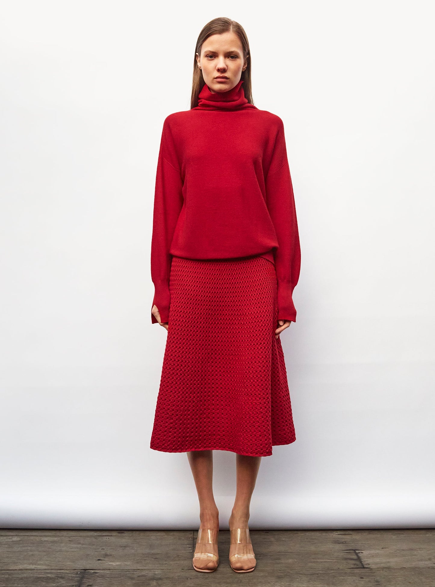 jupe midi maille smockée