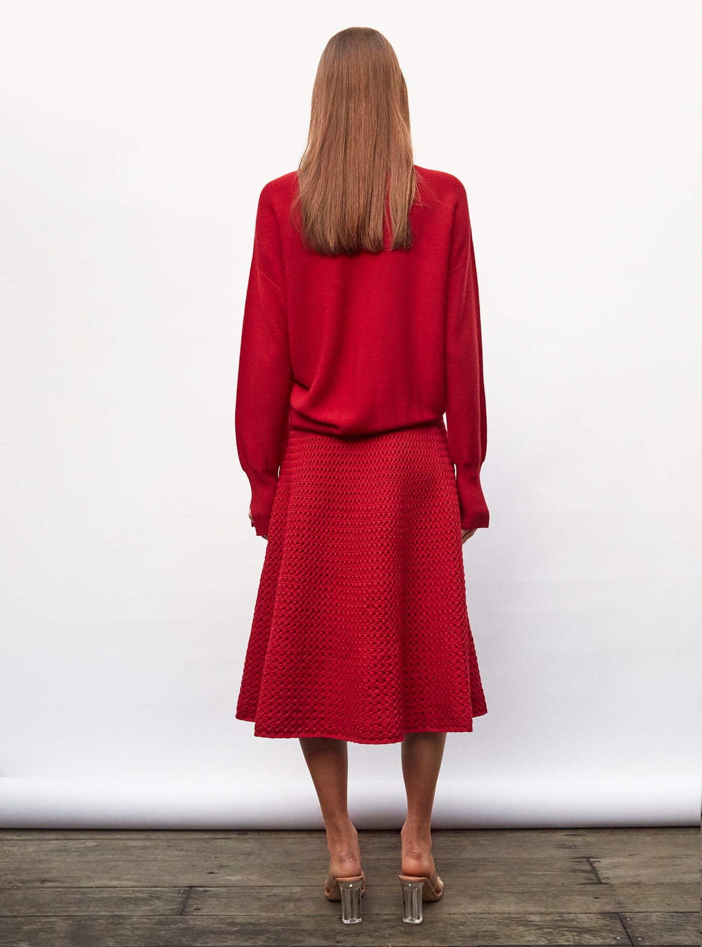 jupe midi maille smockée