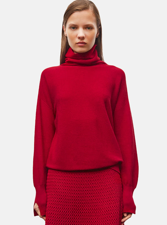 top fin maille point mousse col montant