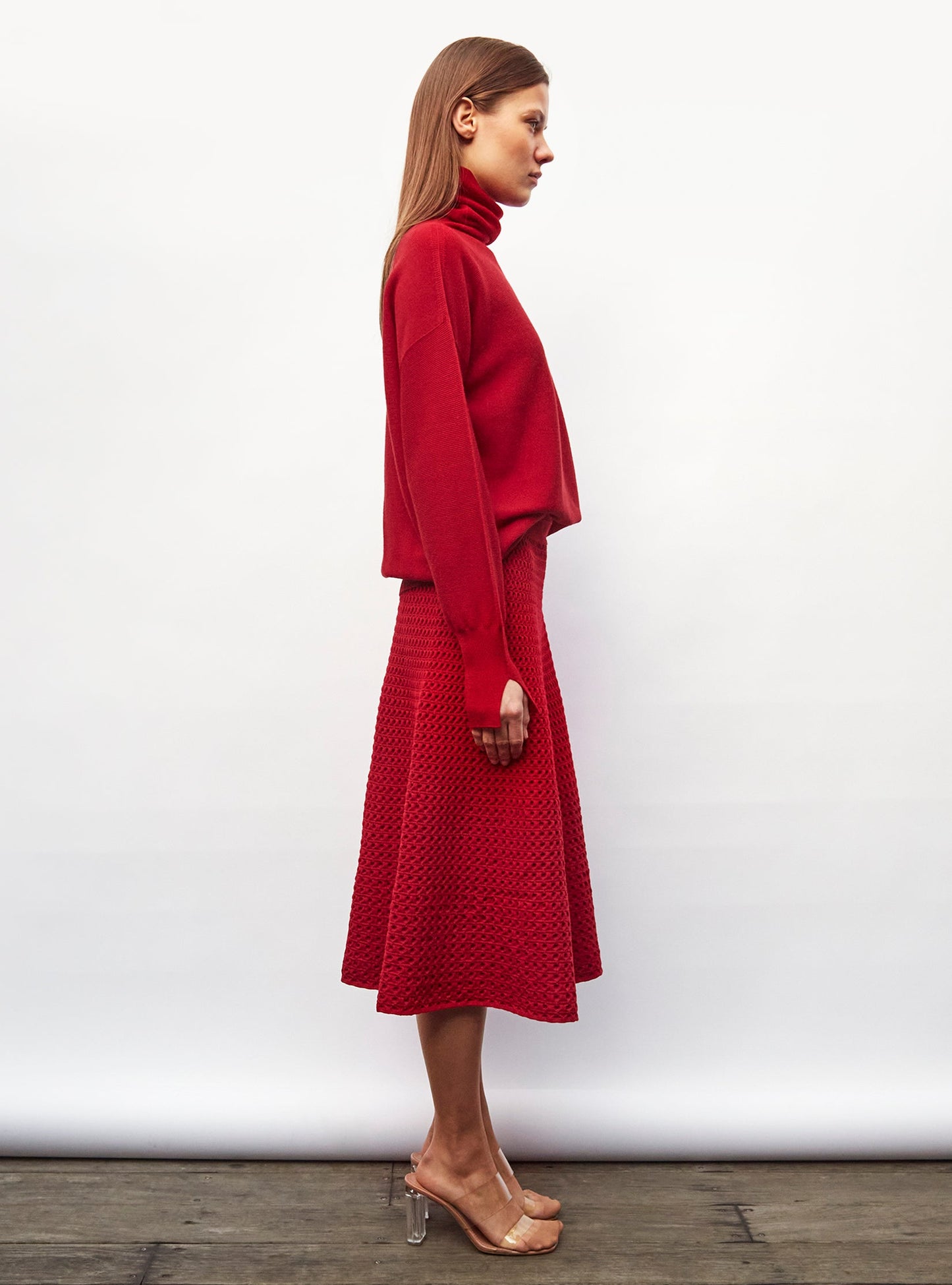 jupe midi maille smockée