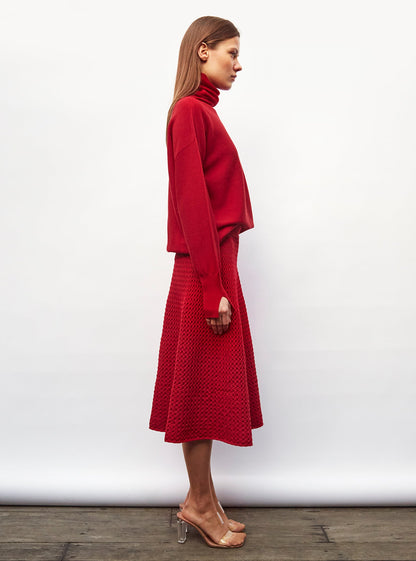 jupe midi maille smockée