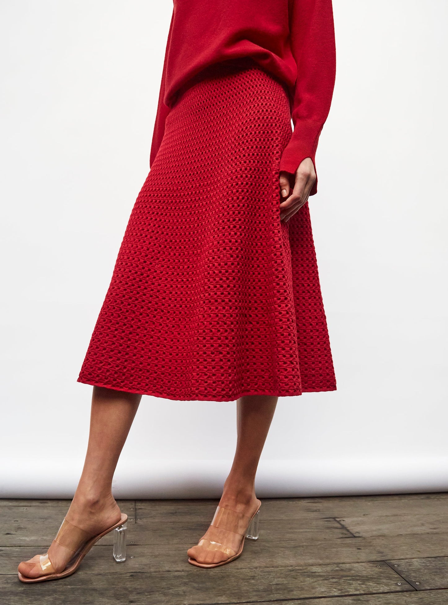 jupe midi maille smockée