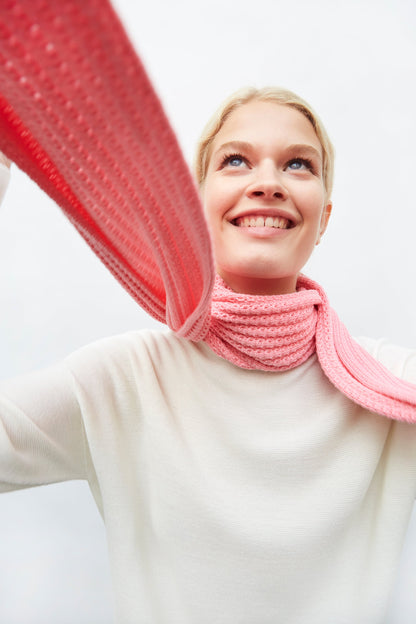 écharpe longue maille à franges