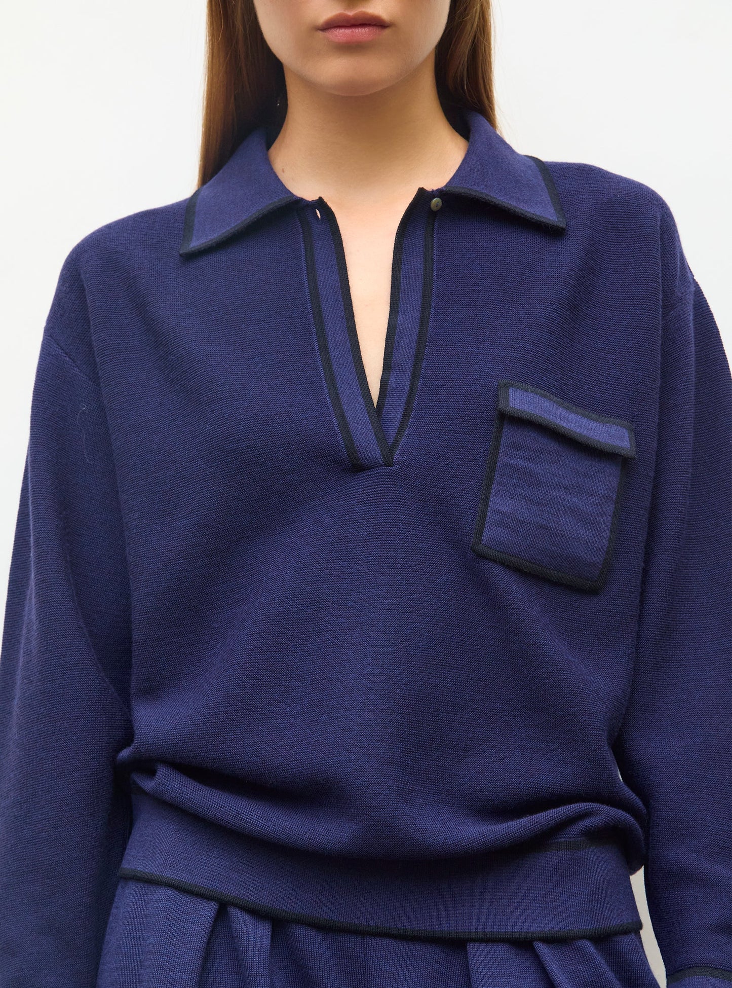 chemise maille col gansé
