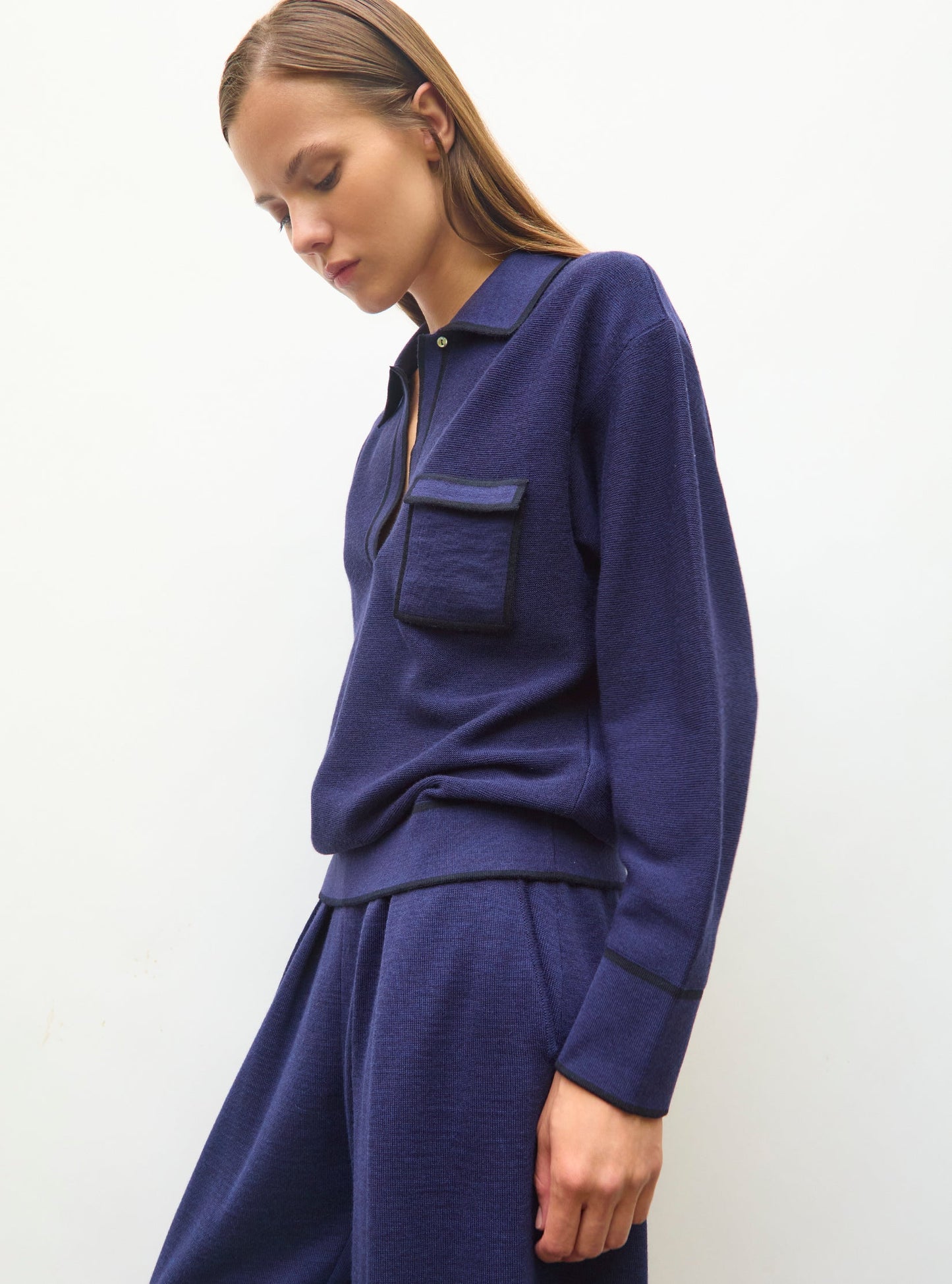 chemise maille col gansé