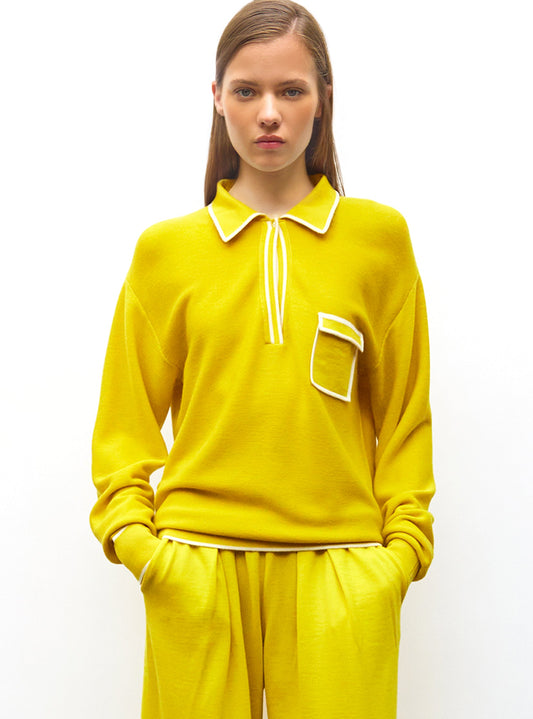 chemise maille col gansé