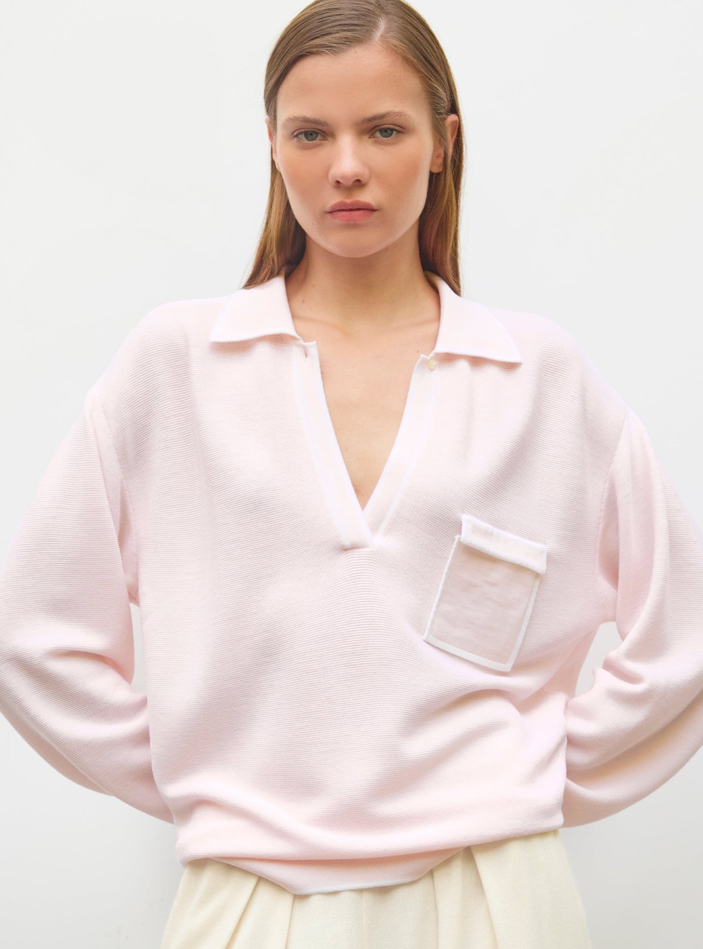 chemise maille col gansé