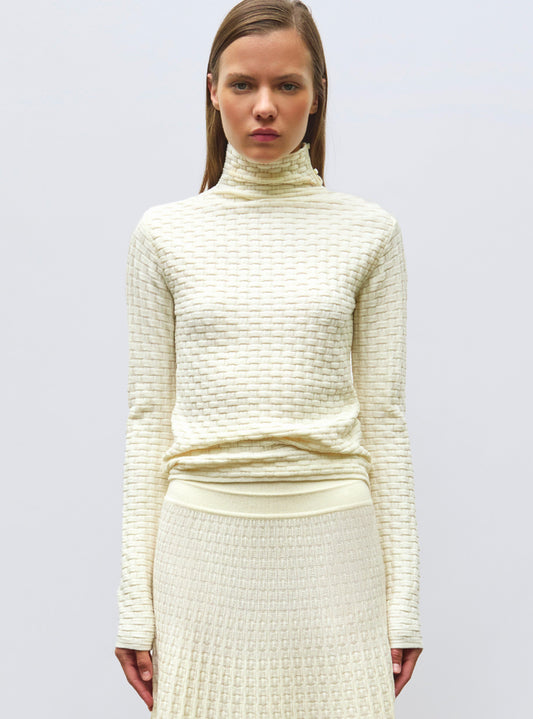 top fin en maille cannage