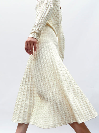 jupe longue maille cannage