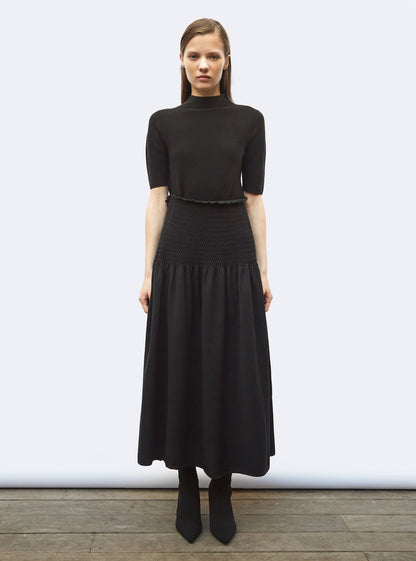 jupe longue maille smockée
