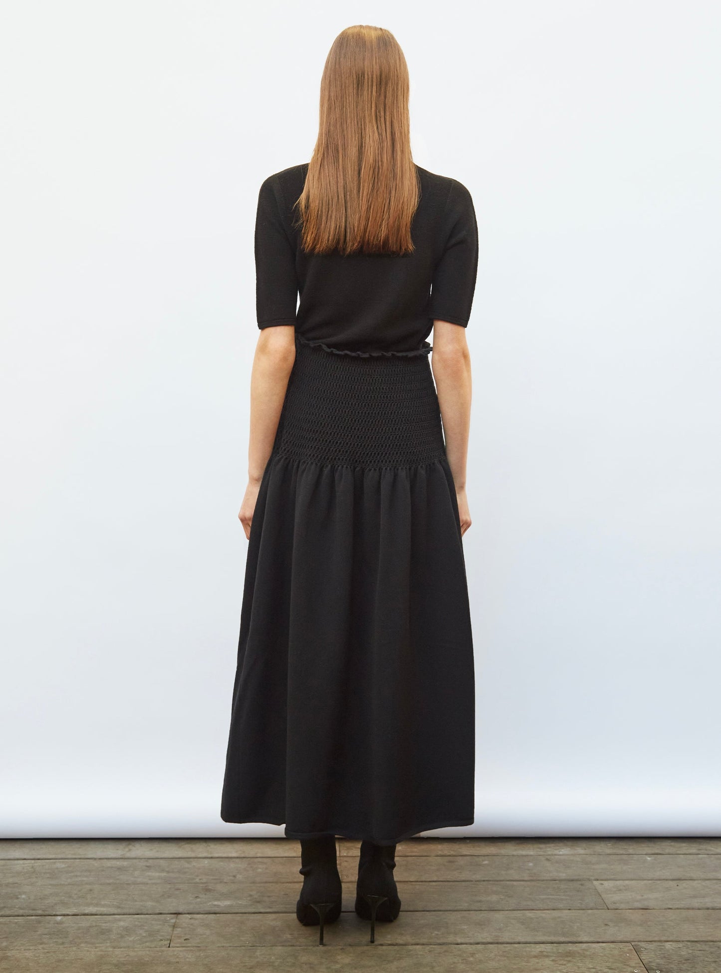 jupe longue maille smockée