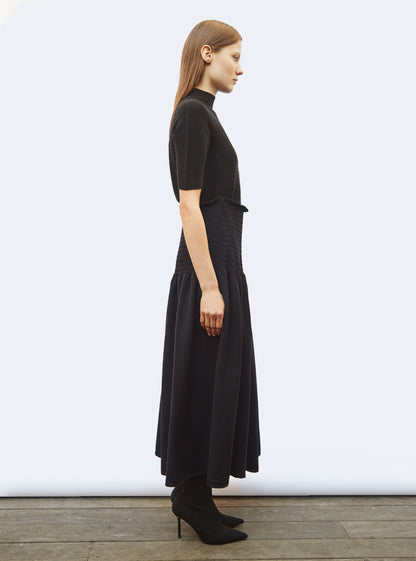 jupe longue maille smockée
