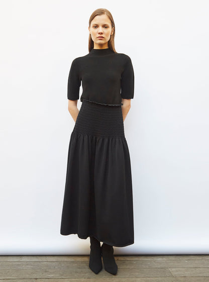 jupe longue maille smockée