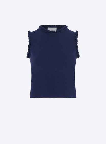 top maille à mini volants