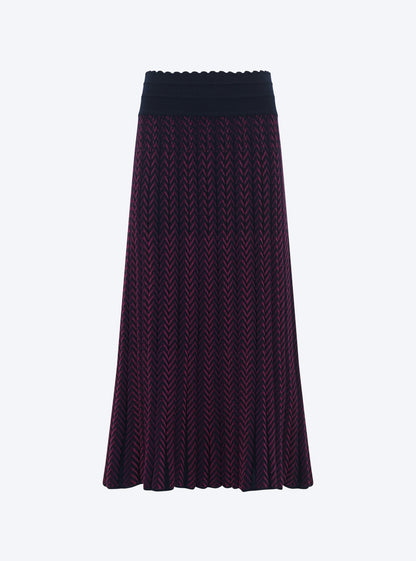jupe longue maille chevrons