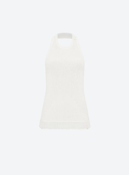 top maille à franges dos nu