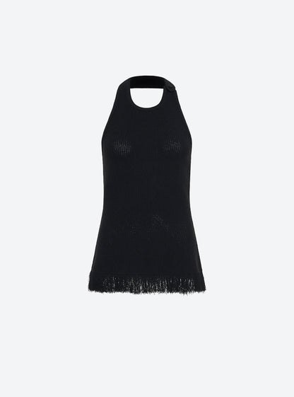 top maille à franges dos nu