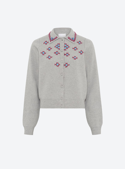 cardigan maille brodé main