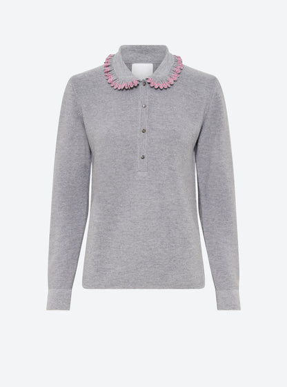 chemise en maille col volanté