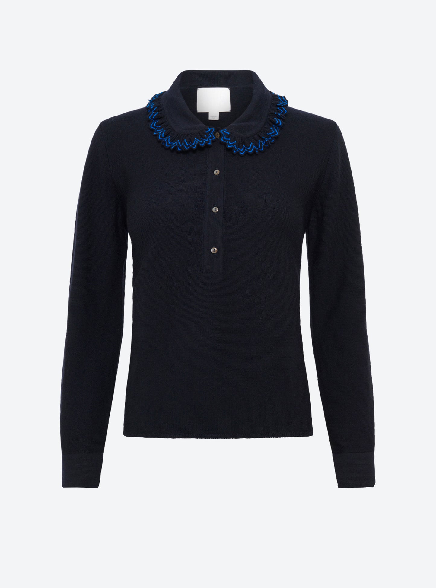chemise en maille col volanté