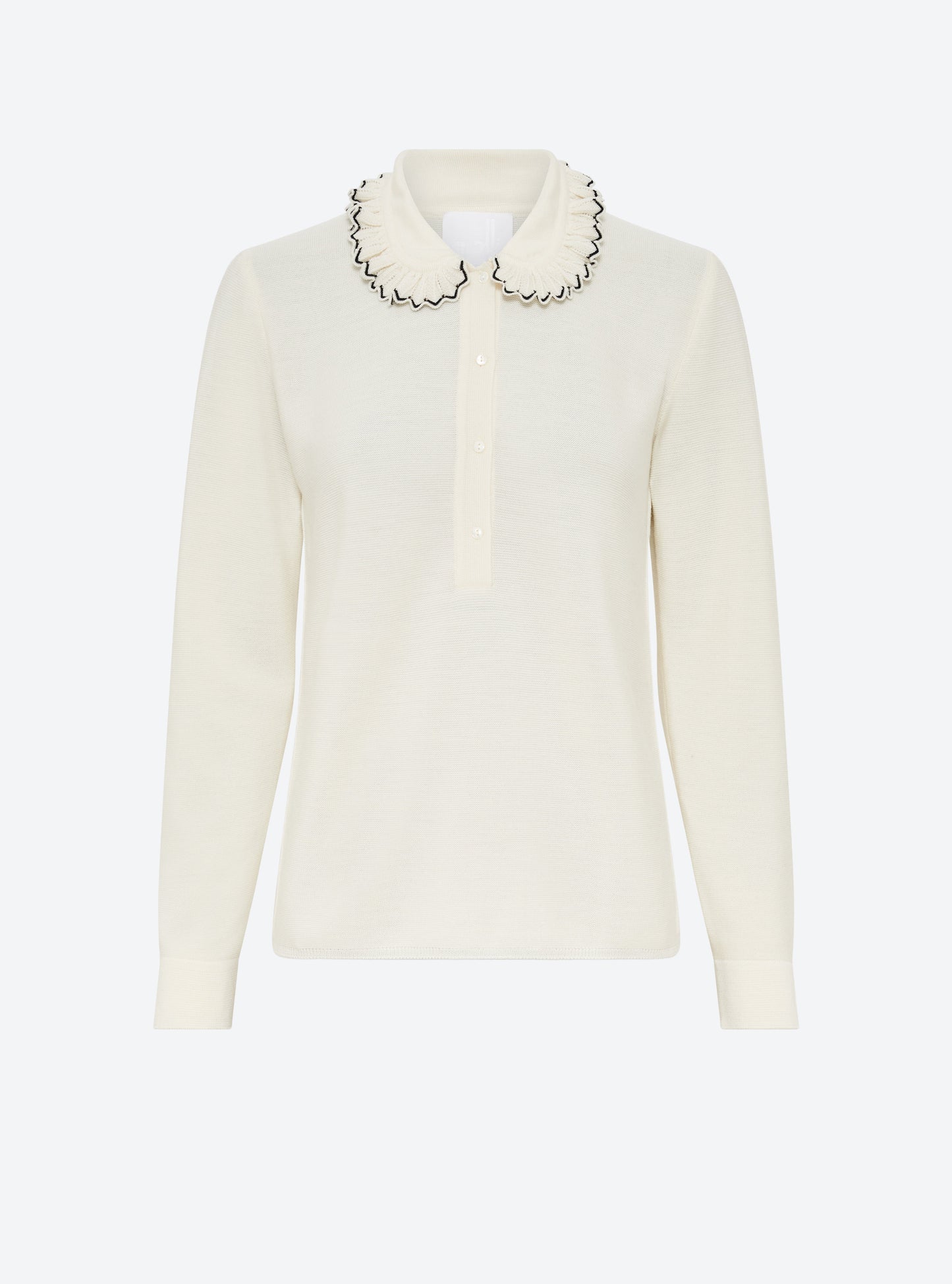 chemise en maille col volanté