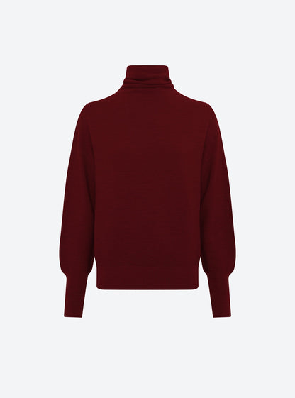 top fin maille point mousse col montant