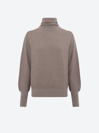 top fin maille point mousse col montant