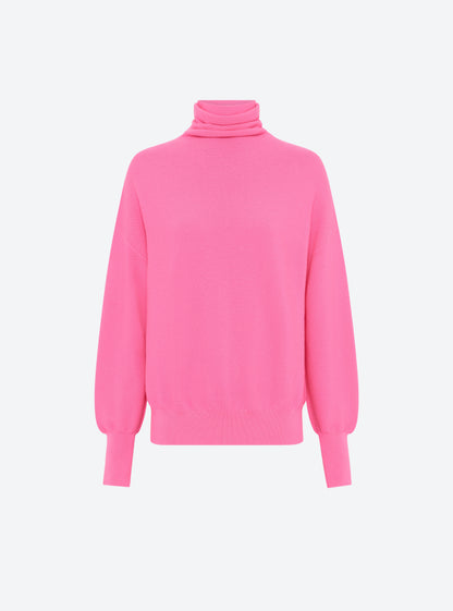 top fin maille point mousse col montant