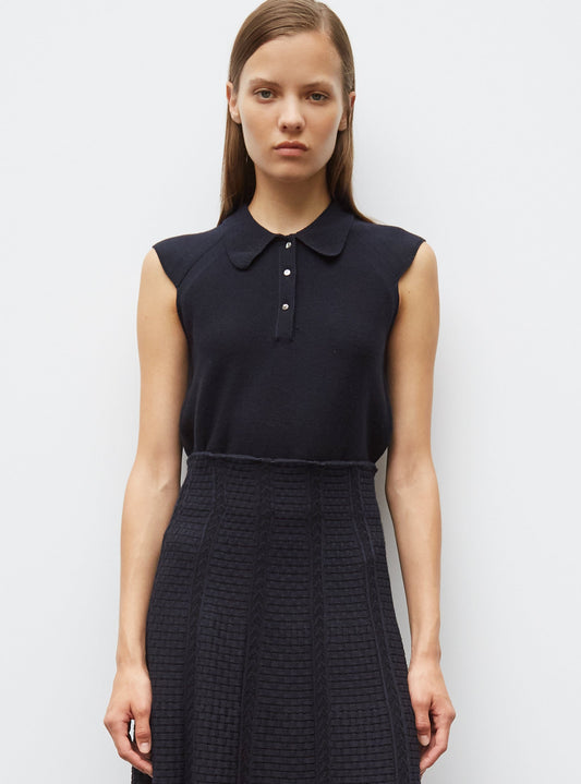 top maille petit col point de riz