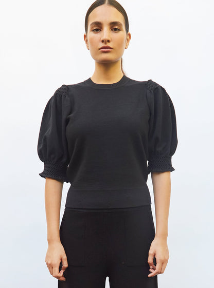 top à détails en maille smockée
