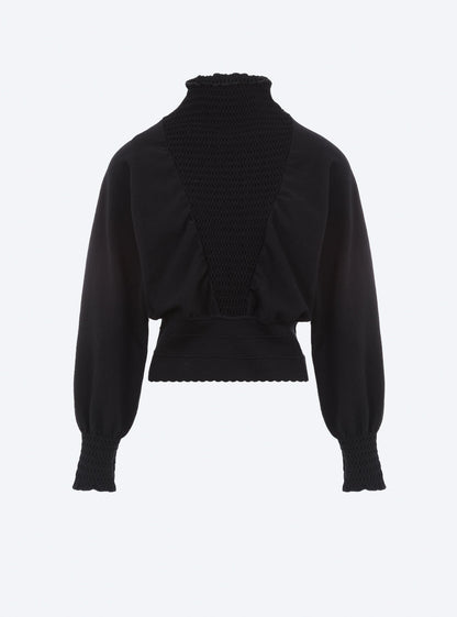top à plastron smocké
