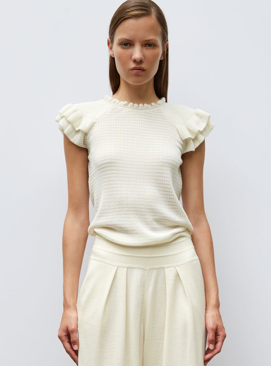 top en maille papier marbré
