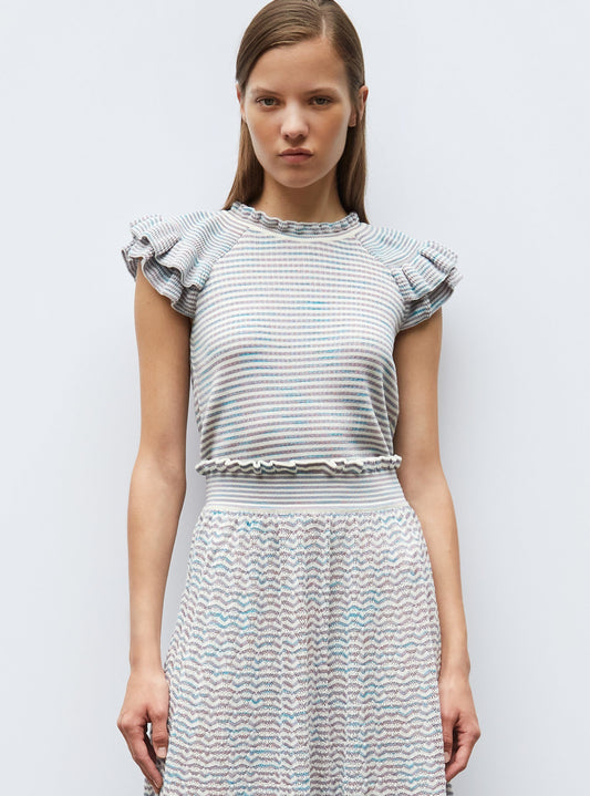 top en maille papier marbré