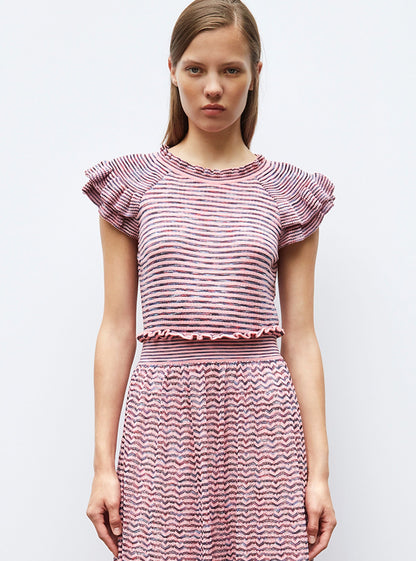 top en maille papier marbré