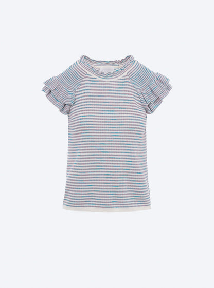 top en maille papier marbré