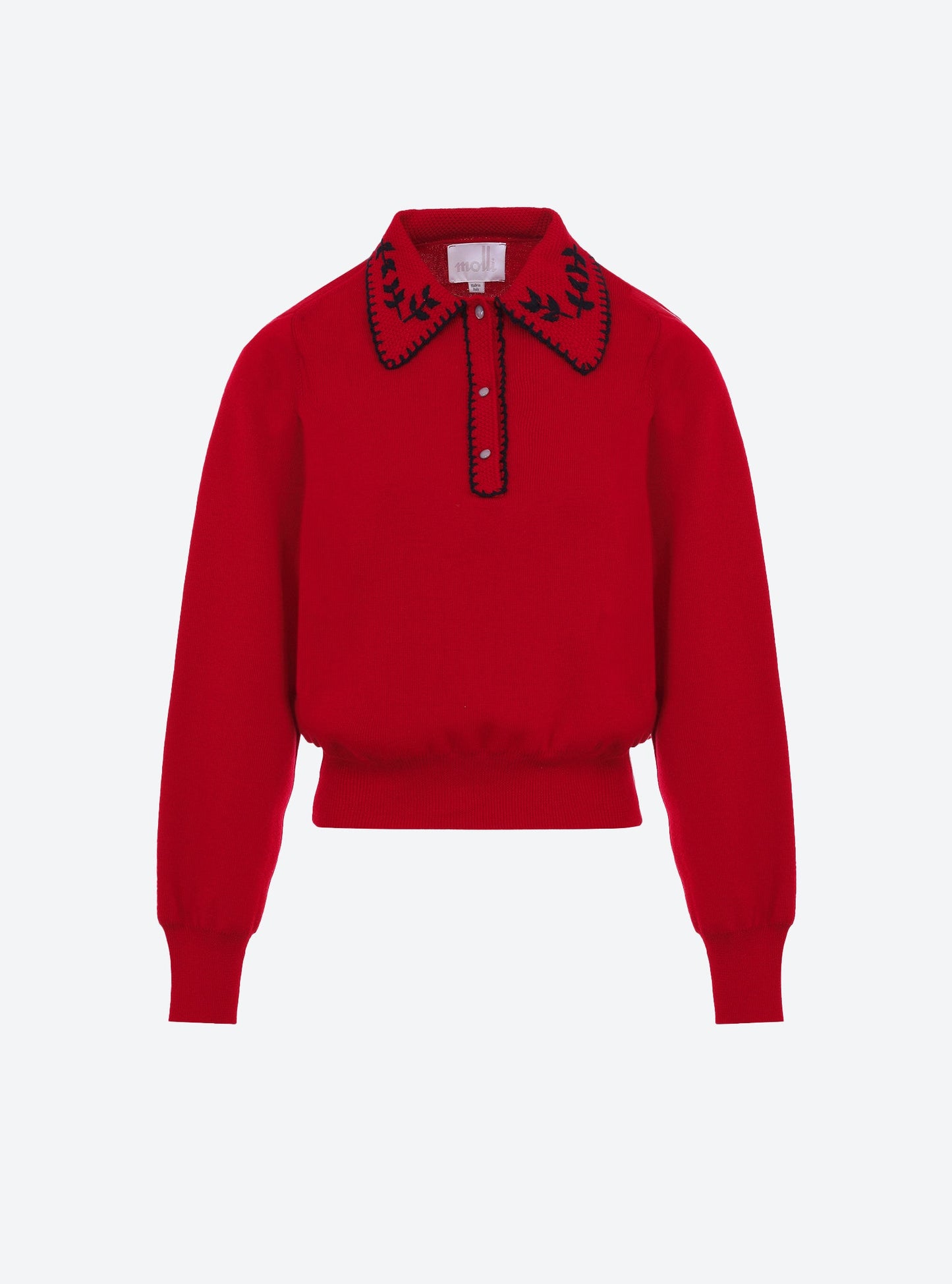 chemise maille brodée main