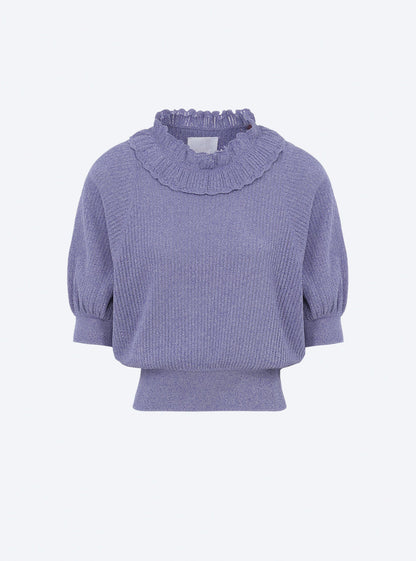 top à col en maille ajourée