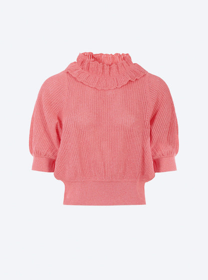 top à col en maille ajourée