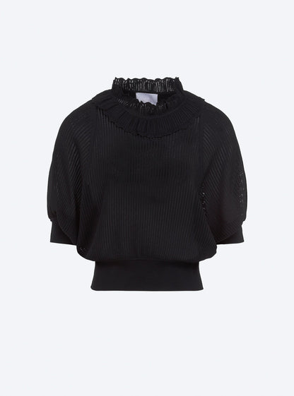 top à col en maille ajourée