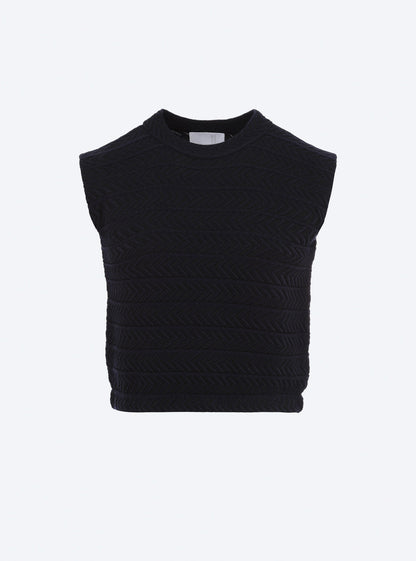 top en maille panier tressé