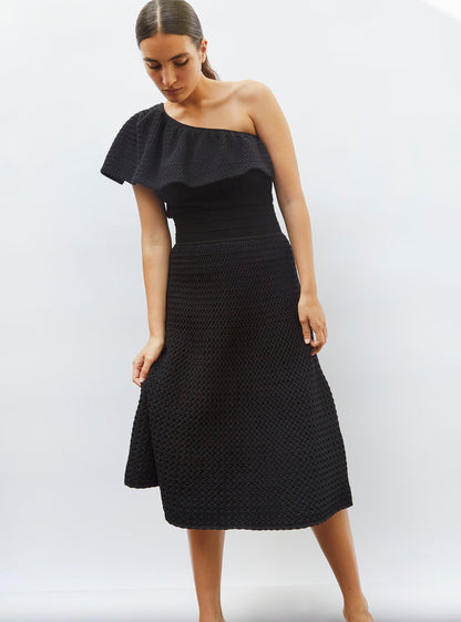 one shoulder en maille smockée