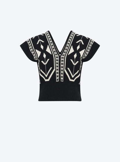 top v maille jacquard ikat