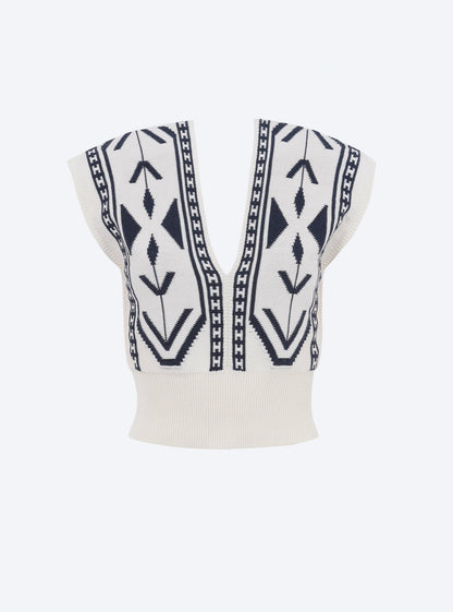 top v maille jacquard ikat