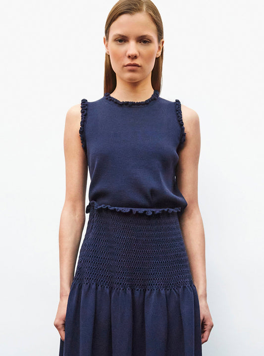 top maille à mini volants