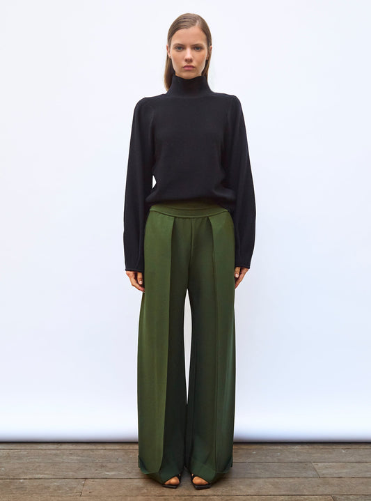 pantalon taille haute maille couture