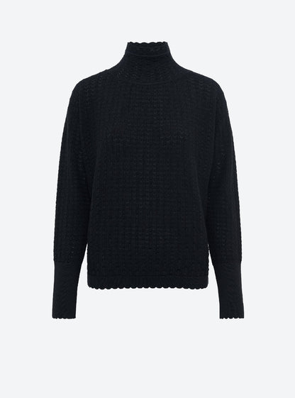 top maille pointelle col montant