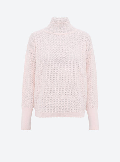 top maille pointelle col montant