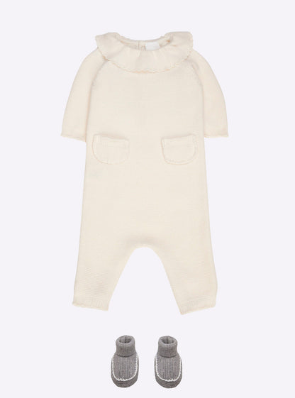 combinaison bébé à col festonné